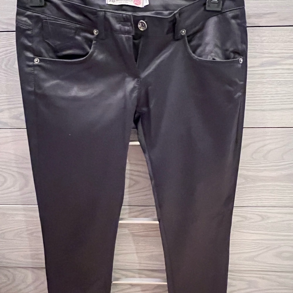Black satin pants